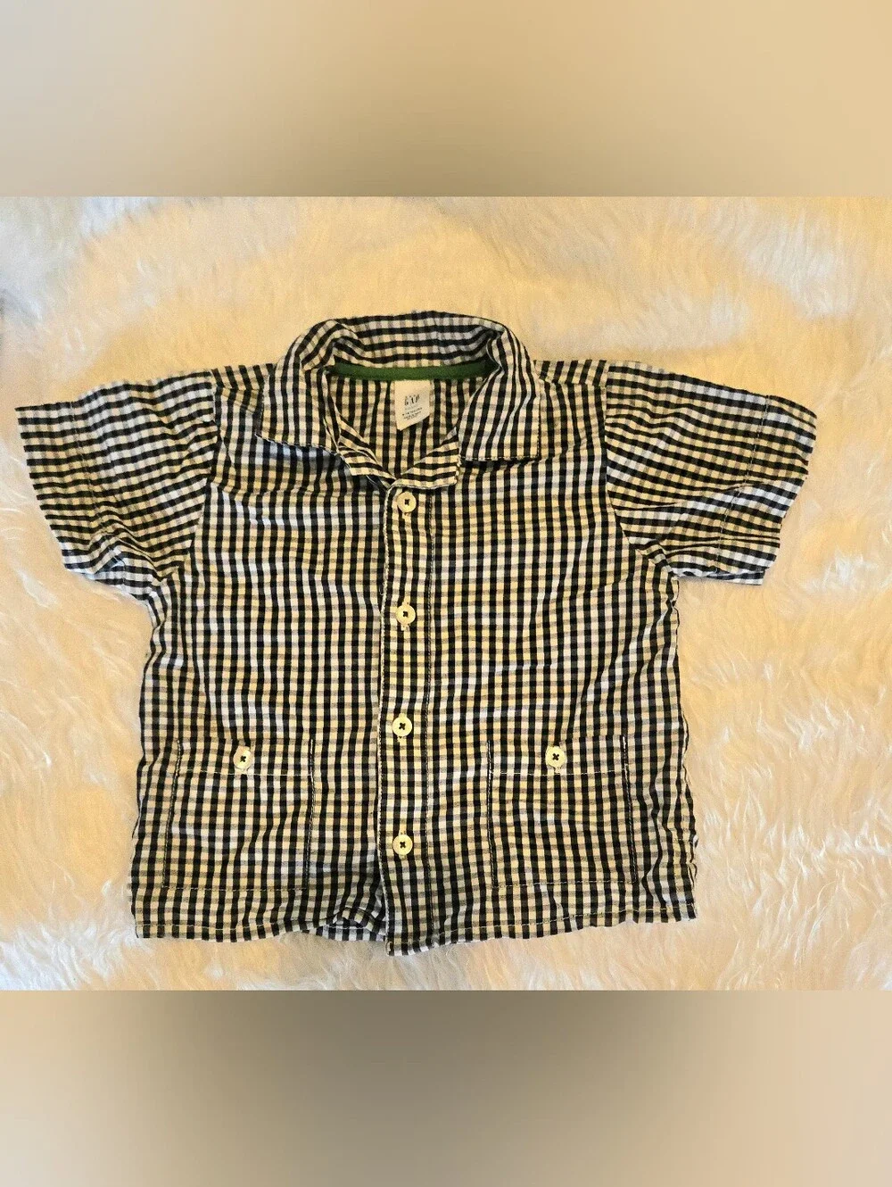 Gap Baby Boy's 6-12 Months Gingham Short-Sleeve Button-Up Shirt - Black & White